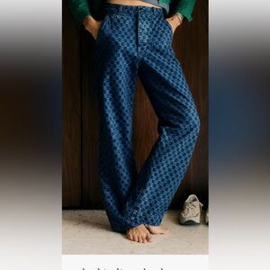 imogene + willie logan washed indigo check .Straight Leg Jeans trousers.